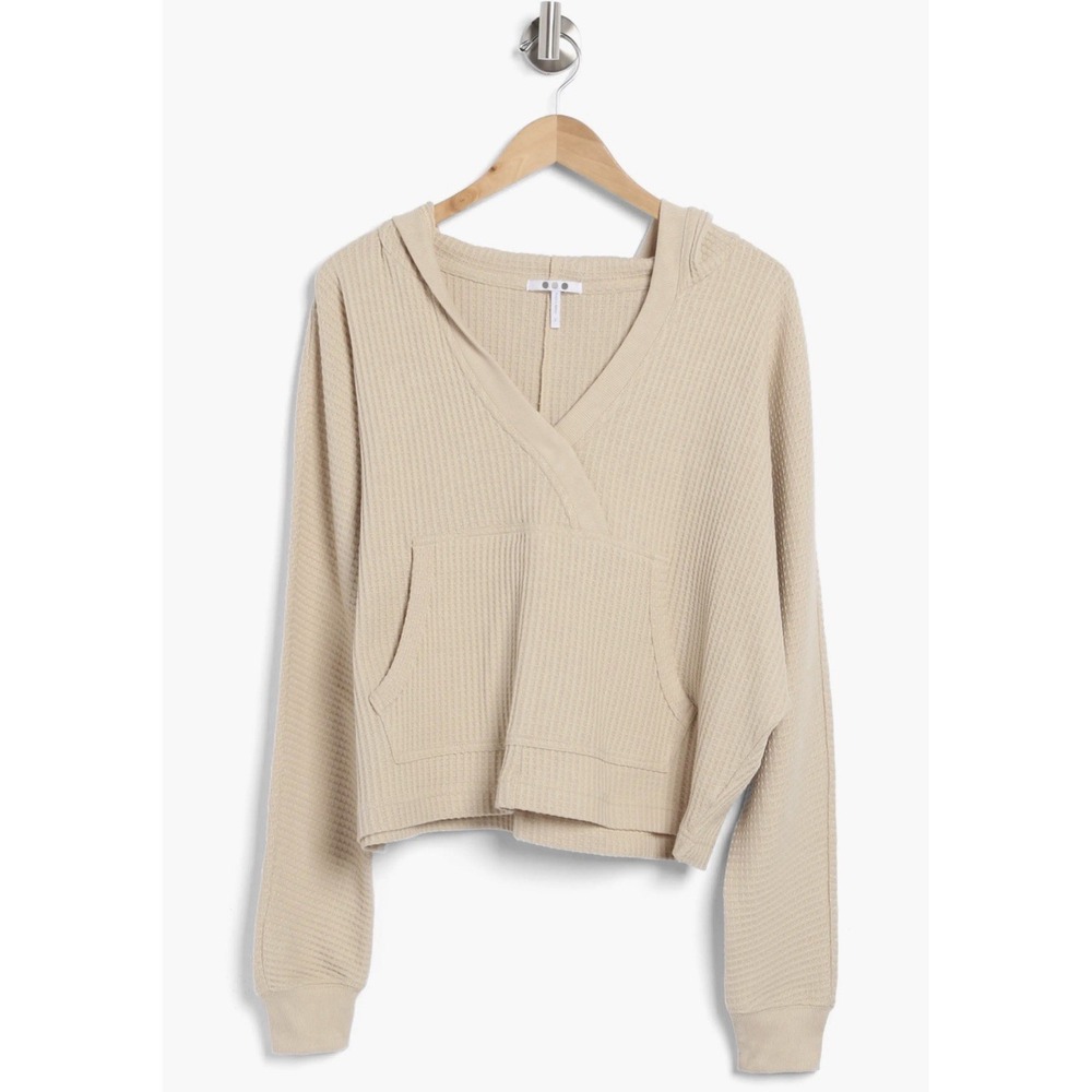 NWT Three Dots Thermal Pullover Waffle Knit Frosted Almond Size L
